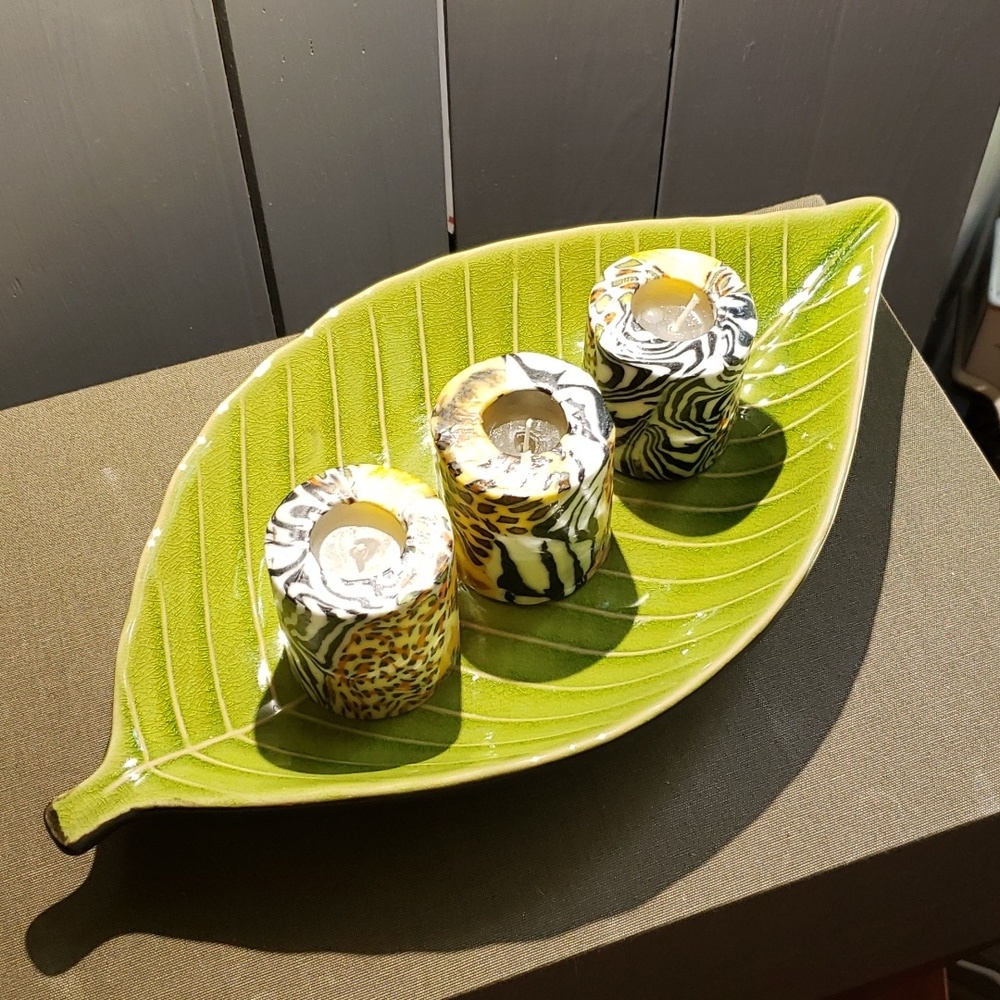 Home Trends Tahitian leaf 13x 6.5 home decor